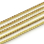 Nickel Free Raw(Unplated) Brass Rhinestone Strass Chains, Rhinestone Cup Chain, 2880pcs rhinestone/bundle, Grade A, Lt.Col,Topaz, 2.2mm, about 23.62 Feet(7.2m)/bundle(CHC-R119-S6-13C-1)