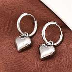 316 Surgical Stainless Heart Hoop Earrings, Antique Silver & Stainless Steel Color, 23x10.5mm(EJEW-C160-17)