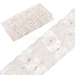 5Yards Polyester Flower Lace Ribbons with Paillettes, Sparkle Flower Lace Trim for Garment Accessories, Linen, 2-5/8 inch(66mm), about 5.00 Yards(4.57m)/Set(OCOR-GF0005-24C)