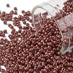 TOHO 11/0 Round Beads, Japanese Seed Beads, (PF564F) PermaFinish Cabernet Red Metallic Matte, 2.2mm, Hole: 0.8mm, about 1110pcs/10g(X-SEED-TR11-PF0564F)