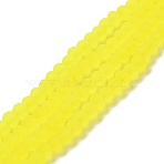 Transparent Glass Beads Strands, Faceted, Frosted, Rondelle, Yellow, 2.9~3.3mm, Hole: 1mm, about 135~140pcs/strand, 32~34cm(EGLA-A034-T2mm-MD29)