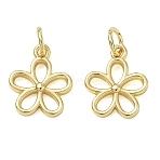 Brass Charms, Flower Charms, Cadmium Free & Lead Free, Rack Plating, Long-Lasting Plated, Real 18K Gold Plated, 13x10x2mm, Hole: 3.5mm(KK-CBA5585-04G)