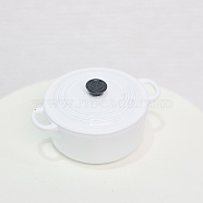 Alloy Mini Soup Pot Model, Micro Landscape Dollhouse Accessories, Pretending Prop Decorations, White, 35x23mm(PW-WG27490-04)