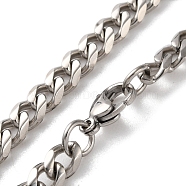 304 Stainless Steel Cuban Link Chain Necklaces for Men, Stainless Steel Color, 19.57 inch(49.7cm), link: 7x5x1.5mm(NJEW-B117-01D-P)