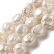 Natural Baroque Pearl Keshi Pearl Beads Strands, Cultured Freshwater Pearl, Nuggets, White, 11~19x9~14x5~8mm, Hole: 0.2mm, about 35pcs/strand, 15.5 inch(PEAR-K004-33)