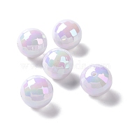 ABS Plastic Beads, AB Color Plated, Faceted, Round, White, 20mm, Hole: 2mm(KY-G025-14)