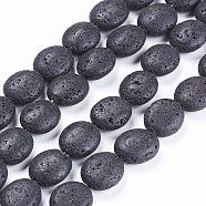 Natural Lava Rock Beads Strands, Oval, 15~15.5x13~13.5x6.5~7.5mm, Hole: 0.8mm, about 12~13pcs/strand, 6.8~7.5 inch(17.5~19.2cm)(G-F647-05)