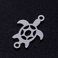 201 Stainless Steel Links connectors, Turtle, Stainless Steel Color, 18x12x1mm, Hole: 1.2mm(STAS-Q201-JN338-1)