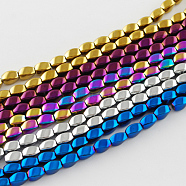 Non-magnetic Synthetic Hematite Beads Strands, Grade A, Twist Oval, Mixed Color, 12x6x6mm, Hole: 1mm(G-Q874-12x6mm-7)