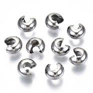 304 Stainless Steel Crimp Beads Covers, Stainless Steel Color, 6.5x5.8mm, Hole: 1.8mm(STAS-S117-011)