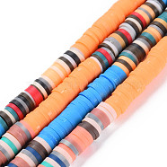 Handmade Polymer Clay Bead Strands, Heishi Beads, Disc/Flat Round, Mixed Color(Main Color: Doger Blue & Light Salmon), 6x0.3~1.5mm, Hole: 1.6mm, about 335~351pcs/strand, 15.47 inch~15.71 inch(39.3cm~39.9cm)(CLAY-S096-030A)