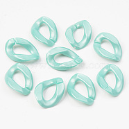 Opaque Acrylic Linking Rings, Quick Link Connectors, For Jewelry Curb Chains Making, Twist, Pale Turquoise, 23x16.5x4.5mm, Inner Diameter: 13x6.5mm, about 820pcs/500g(OACR-S038-003B-01)