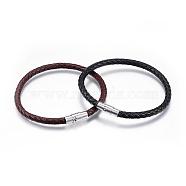 Braided Leather Bracelet Making, with Magnetic Stainless Steel Clasps, Mixed Color, 8-1/2 inch(215mm), 5mm(MAK-E659-03)