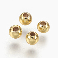 Brass Spacer Beads, Long-Lasting Plated, Round, Golden, 3x2mm, Hole: 1.2mm(KK-L165-03B)