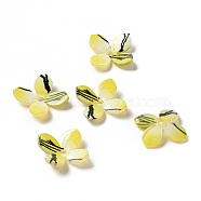 Printed 4-Petal Opaque Acrylic Bead Caps, Flower, Yellow, 12.5~13x12.5~13x2~2.5mm, Hole: 2mm(MACR-F071-23B)