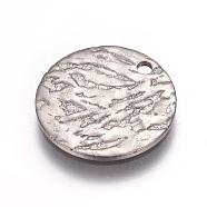 Stainless Steel Pendants, Flat Round, Stainless Steel Color, 15x1mm, Hole: 1.5mm(STAS-I098-04-P)