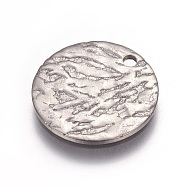 Tarnish Resistant Stainless Steel Pendants, Flat Round, Stainless Steel Color, 15x1mm, Hole: 1.5mm(STAS-I098-04-P)