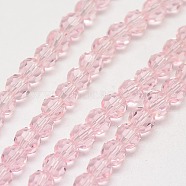 Glass Beads Strands, Faceted(32 Facets), Round, Misty Rose, 8mm, Hole: 1.5mm, about 66~67pcs/strand, 15.12 inch~15.35 inch(38.4~39cm)(EGLA-J042-8mm-19)