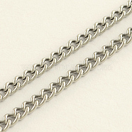 304 Stainless Steel Curb Chains, with Spool, Unwelded, Stainless Steel Color, 4x3x1mm, about 164.04 Feet(50m)/roll(CHS-R008-05-50m)