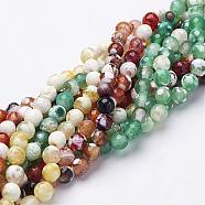 Natural Fire Crackle Agate Beads Strands, Dyed, Faceted, Round, Mixed Color, 6mm, Hole: 1mm(G-D210-6mm-M1)