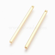 Brass Pendants, Lead Free & Cadmium Free & Nickel Free, Long-Lasting Plated, Rectangle, Golden, 40x2x2mm, Hole: 1mm(KK-P150-14G-01)