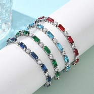 304 Stainless Steel Rhinestone Cup Link Bracelets for Women, with Glass, Mixed Color, 6-3/4 inch(17.1cm)(BJEW-F488-20P)