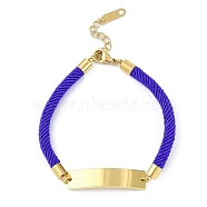 Ion Plating(IP) 304 Stainless Steel ID Bracelets for Women, Nylon Cord Bracelets, Golden, Purple, 6-7/8 inch(17.5cm)(BJEW-K254-20G-04)