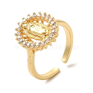 Brass Micro Pave Cubic Zirconia Open Rings, Real 18K Gold Plated, Inner Diameter: 18mm(RJEW-R141-02B-G)