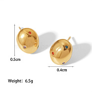 Stainless Steel Cubic Zirconia Oval Stud Earrings(DZ3227-1)