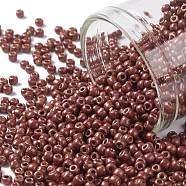 TOHO Round Seed Beads, Japanese Seed Beads, (PF564F) PermaFinish Cabernet Red Metallic Matte, 11/0, 2.2mm, Hole: 0.8mm, about 1110pcs/10g(X-SEED-TR11-PF0564F)