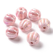 Handmade Pearlized Porcelain Beads, Pearlized, Pumpkin, Pink, 13x12mm, Hole: 2mm(PORC-G010-01D)