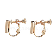 Brass Screw Clip-on Earring Converters Findings, Spiral Ear Clip, for Non-Pierced Ears, Real 14K Gold Plated, 14x16x5mm, Hole: 0.6mm(KK-N229-01B)