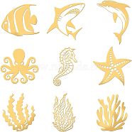 9Pcs 9 Styles Custom Carbon Steel Self-adhesive Picture Stickers, Golden, Wing Pattern, 40x40mm, about 1pc/style(DIY-OC0009-22B)