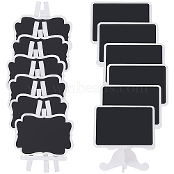 2 Styles Chalkboard Signs with Wood Base Stand, Message Boards, for Resetaurant, Hotel, Bar Tabletop, Black, 95~110x63~64x2mm(DJEW-GF0001-76)