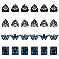 HOBBIESAY 24Pcs 4 Style Halloween Printed Acrylic Pendants, Butterfly/Heart/Rectangle, Mixed Shapes, 32.5~50x41~51x2~2.5mm, Hole: 1.8mm, 6pcs/style(OACR-HY0001-08)
