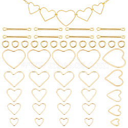 PandaHall Elite Brass Heart Linking Rings and Link Connectors, Golden, 6~20x2~21x1~1.5mm(FIND-PH0005-82)