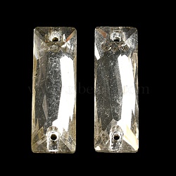 Glass Connector Charms, Faceted, Rectangle Links, Clear, 27x9x5mm, Hole: 1.2mm(GLAA-A006-16A)