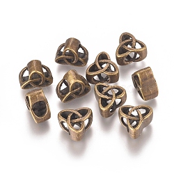 Alloy Beads, Trinity Knot/Triquetra, Irish, Antique Bronze, 11x12x7mm, Hole: 5x6mm(PALLOY-G257-04AB)
