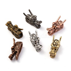 Tibetan Style Alloy Beads, Chinese Dragon Head Shape, Mixed Color, 24x10x12mm, Hole: 6mm(PALLOY-P001-06M)