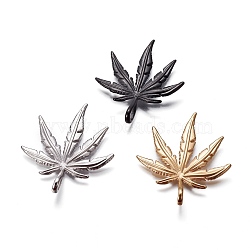 304 Stainless Steel Big Pendants, Pot Leaf/Hemp Leaf Shape, Weed Charms, Mixed Color, 52.5x43x3mm, Hole: 8x4mm(STAS-L223-07)