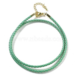 Polyester Cord Braided Necklace Makings, with Brass Findings, Stainless Steel Clasps, Long-Lasting Plated, Golden, Medium Turquoise, 18-3/4 inch(47.5cm)(MAK-L043-03G-28)