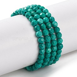 Natural Howlite Beads Strands, Dyed, Faceted, Round, Light Sea Green, 3mm, Hole: 0.8mm, about 119~129pcs/strand, 15.35''(39cm)(G-C025-02B-08)