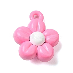 Spray Plating Alloy Pendants, Cadmium Free & Lead Free, Flower, Hot Pink, 15x12x6mm, Hole: 1.5mm(PALLOY-S186-14A)