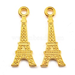 Tibetan Style Alloy Pendants, Eiffel Tower Charm for Bracelet Making, Lead Free & Cadmium Free & Nickel Free, Golden, about 12mm wide, 32mm long, hole: 4mm, 1240pcs/1000g(TIBEP-LF1181YKG-G-FF)