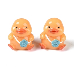 Cartoon Cute Resin 3D Duck Figurines, for Home Office Desktop Decoration, Orange, 32x27x26.5mm(RESI-L042-01B)