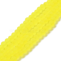 Transparent Glass Beads Strands, Faceted, Frosted, Rondelle, Yellow, 3mm, Hole: 1mm(EGLA-A034-T2mm-MD29)
