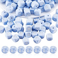 20Pcs Blue Cube Letter Silicone Beads 12x12x12mm Square Dice Alphabet Beads with 2mm Hole Spacer Loose Letter Beads for Bracelet Necklace Jewelry Making, Letter.Z, 12mm, Hole: 2mm(JX434Z)