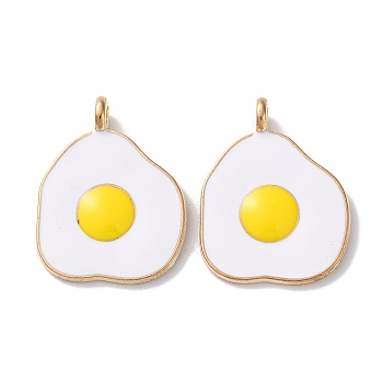 Alloy Enamel Pendants, Fried Eggs Charms, Egg, 23.5x18x1.5mm, Hole: 2.5mm