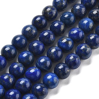 Natural Lapis Lazuli Bead Strands, Round, 6mm, Hole: 1mm, about 59~60pcs/strand, 15 inch