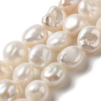 Natural Baroque Pearl Keshi Pearl Beads Strands, Cultured Freshwater Pearl, Nuggets, White, 11~19x9~14x5~8mm, Hole: 0.2mm, about 35pcs/strand, 15.5 inch